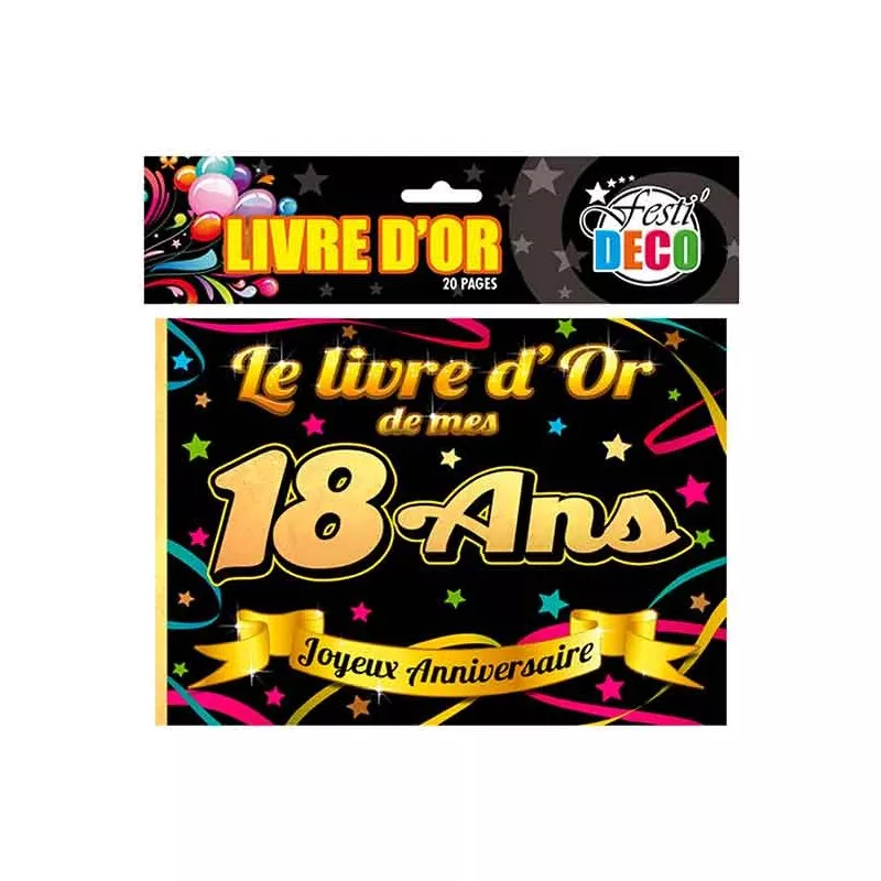 Livre D'Or Anniversaire Âge 18 Ans - Couverture Rigide Blanche Et Dorée Métallisée - SANTEX 6185-18