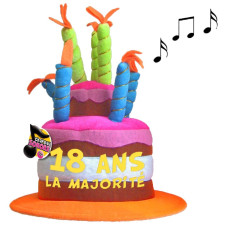 Chapeau d'anniversaire 18 ans avec musique