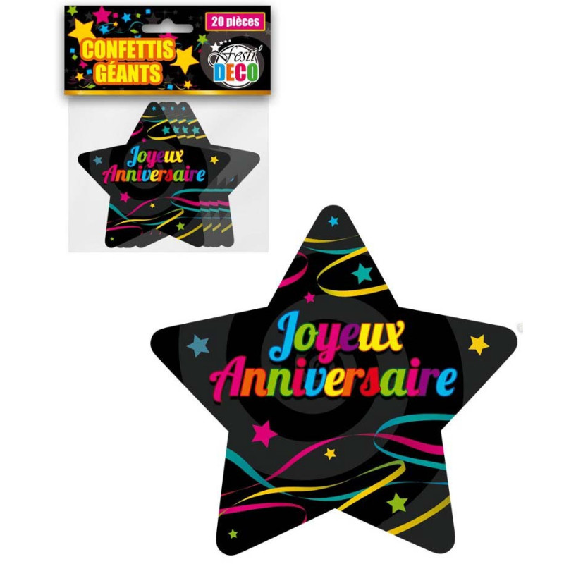 Confettis de table joyeux anniversaire colorés en forme d'étoiles