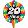 Ballon d'anniversaire 20 ans coloré gonflable à l'air et à l'hélium