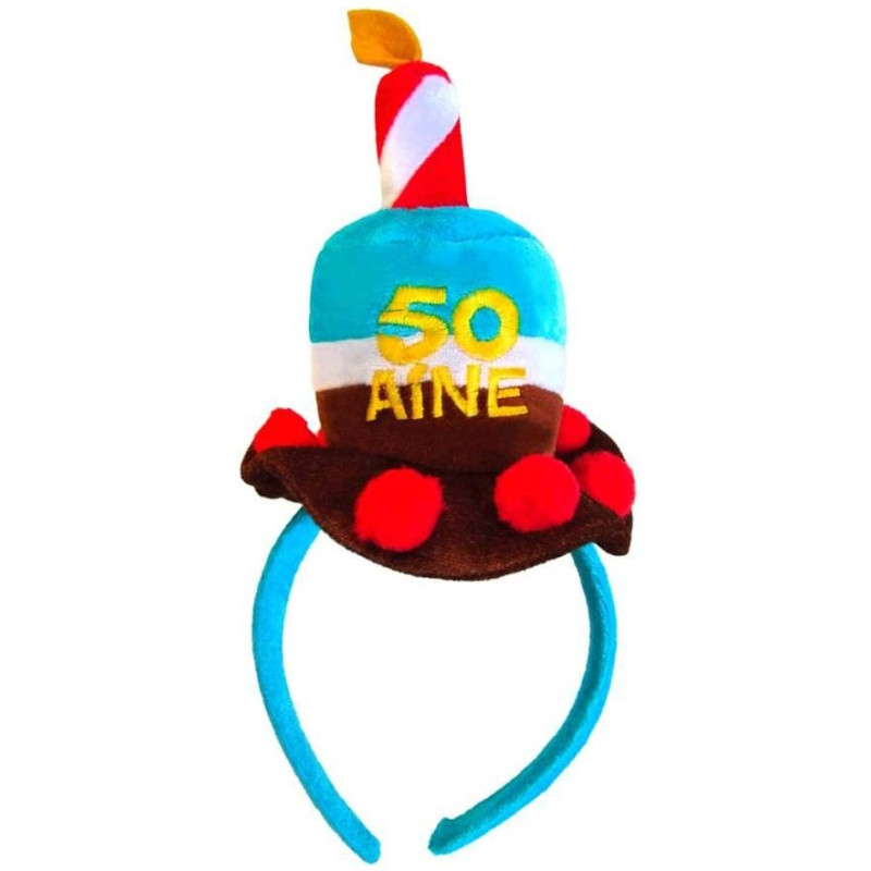 Serre-tête humoristique en forme de gâteau pour anniversaire 50 ans