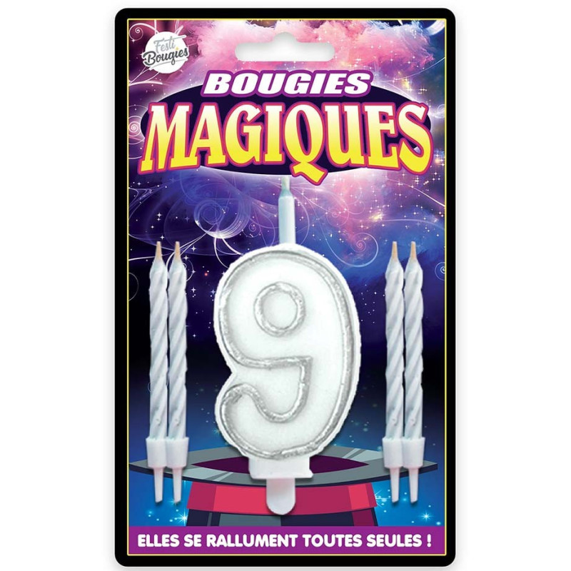 Bougie magique en forme de chiffre 9 qui ne s'éteint pas pour fête d'anniversaire