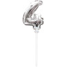 Ballon argent en forme de chiffre 4 à mettre sur un gâteau d'anniversaire Ballon argent en forme de chiffre 4 à mettre sur un gâteau d'anniversaire