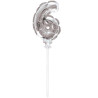 Ballon décoratif pour gâteau d'anniversaire argent en forme de chiffre 6 Ballon décoratif pour gâteau d'anniversaire argent en forme de chiffre 6