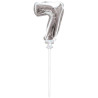 Petit ballon décoratif pour gâteau en forme de chiffre 7 argent