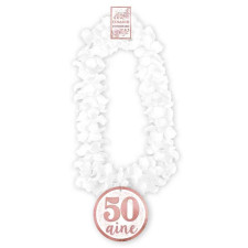 Accessoire collier blanc et rose gold pour anniversaire 50 ans