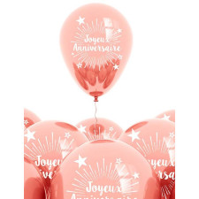 Ballons joyeux anniversaire rose gold en latex