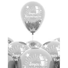 Sachet de 8 ballons 25ème anniversaire argenté