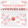 Nœud papillon cadeau d'anniversaire 40 ans blanc et rose