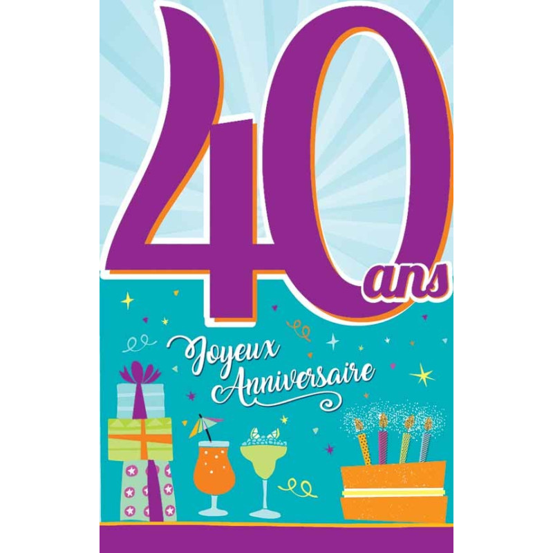 Carte d'anniversaire de 40 ans pour femme – Carte d'anniversaire