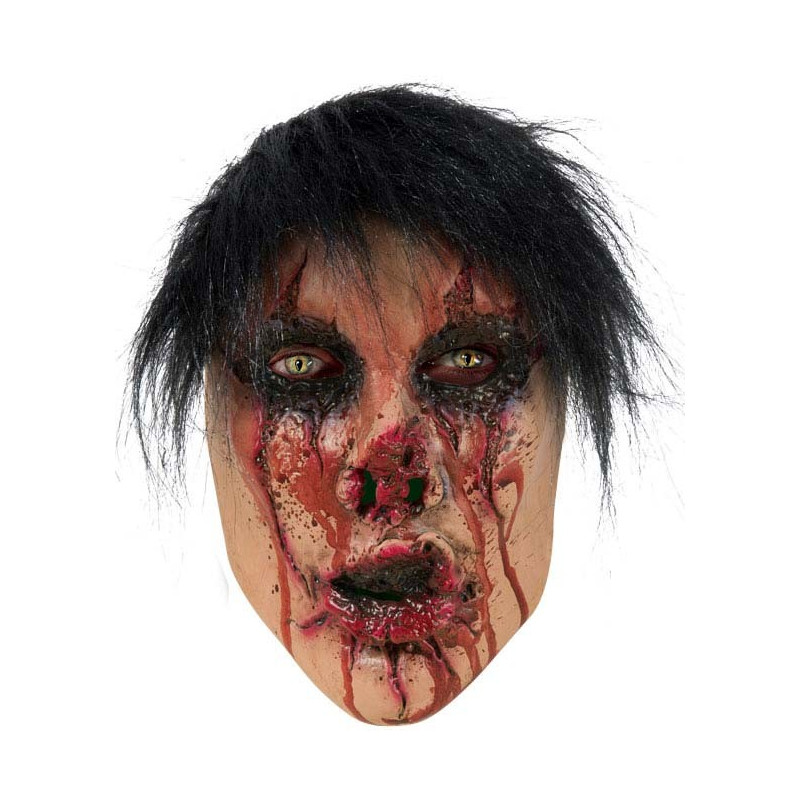 Masque en latex d'Halloween avec cheveux de visage brulé