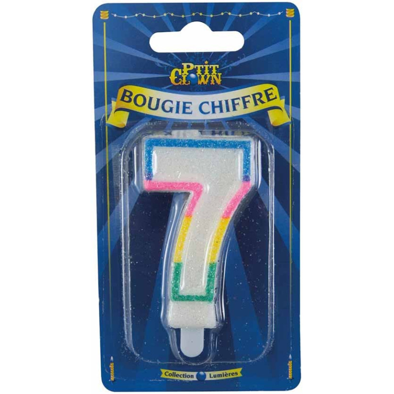 Bougie Chiffre Multicolore 7 Ans - Bougie 7 Ans - Bougie Chiffre 7 - Bougie  7 Ans 