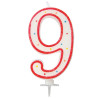 Grand bougie en forme de chiffre 9 pour anniversaire