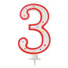 Grande bougie d'anniversaire en forme de chiffre 3 Grande bougie d'anniversaire en forme de chiffre 3