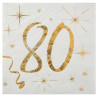 Serviettes blanches et dorées pour anniversaire 80 ans Serviettes blanches et dorées pour anniversaire 80 ans