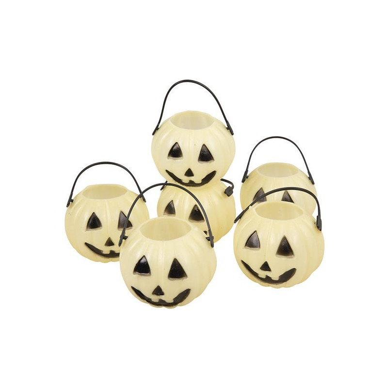 Pots à bonbons phosphorescents en forme de citrouilles pour Halloween