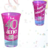 Verre shooter 40 ans rose pour fête d'anniversaire Verre shooter 40 ans rose pour fête d'anniversaire