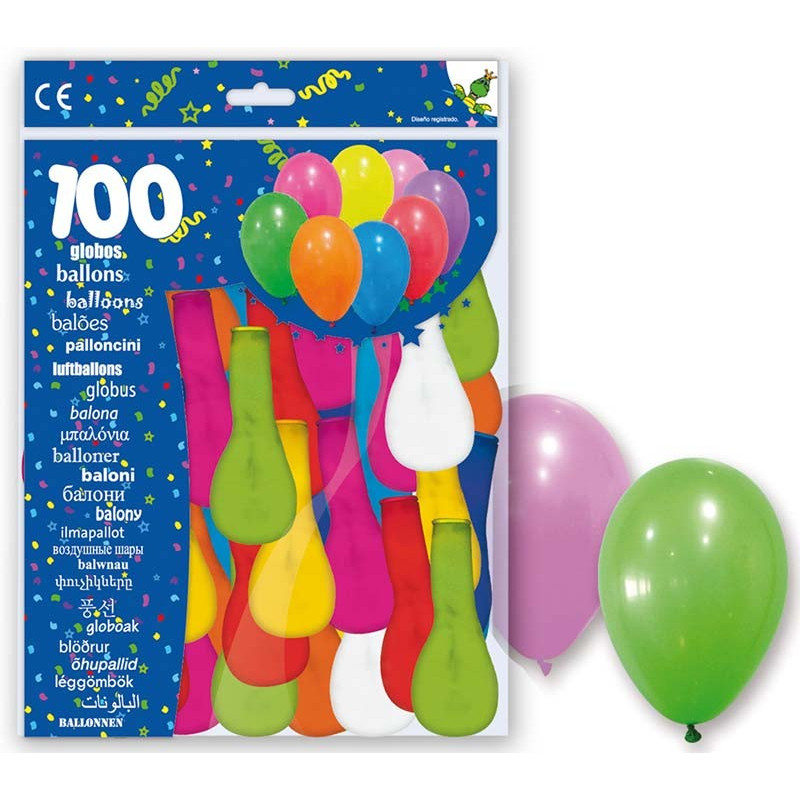 Paquet de 100 ballons de baudruche pas chers très colorés
