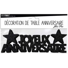 Décoration pour table joyeux anniversaire noire