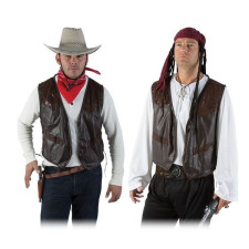 Gilet marron imitation cuir pour costume de cowboy ou de pirate