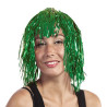 Perruque disco métallique avec cheveux verts