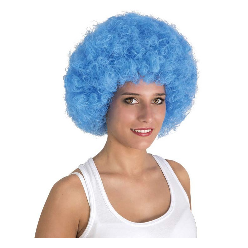 Belle perruque bleue avec coupe afro