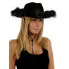 Chapeau de cow-girl noir avec plumes pour femme
