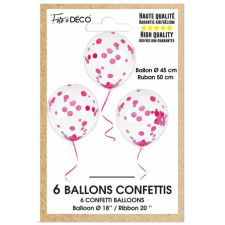 Pack de ballon confettis roses gonflables à l'hélium