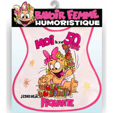 Bavoir 50 ans femme cadeau d'anniversaire humoristique.