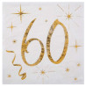 Serviettes blanches et dorées pour anniversaire 60 ans Serviettes blanches et dorées pour anniversaire 60 ans