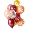 Grappe de 12 ballons en latex de 33 cm pour anniversaire 50 ans Grappe de 12 ballons en latex de 33 cm pour anniversaire 50 ans