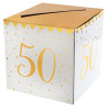 Urne d'anniversaire 50 ans blanche et dorée Urne d'anniversaire 50 ans blanche et dorée