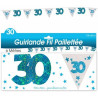 Guirlande pour réaliser une décoration d'anniversaire 30 ans bleue