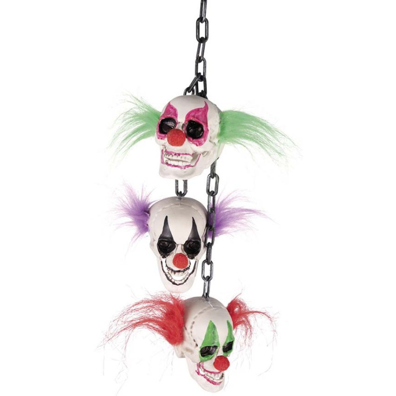 Chaîne décorative pour Halloween avec des têtes de clowns Chaîne décorative pour Halloween avec des têtes de clowns