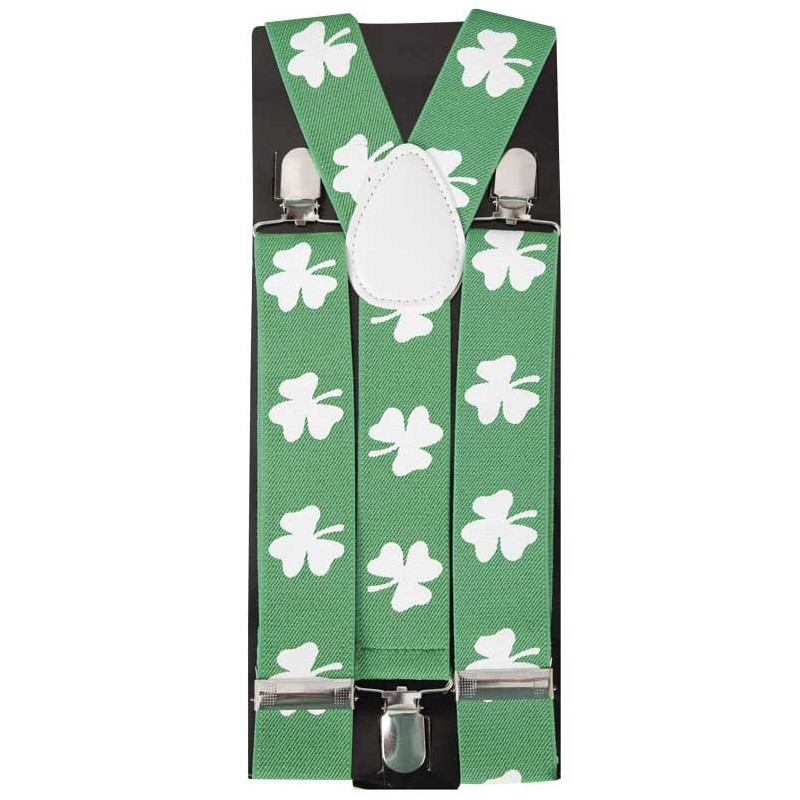 Bretelles vertes avec trèfles pour la Saint-Patrick