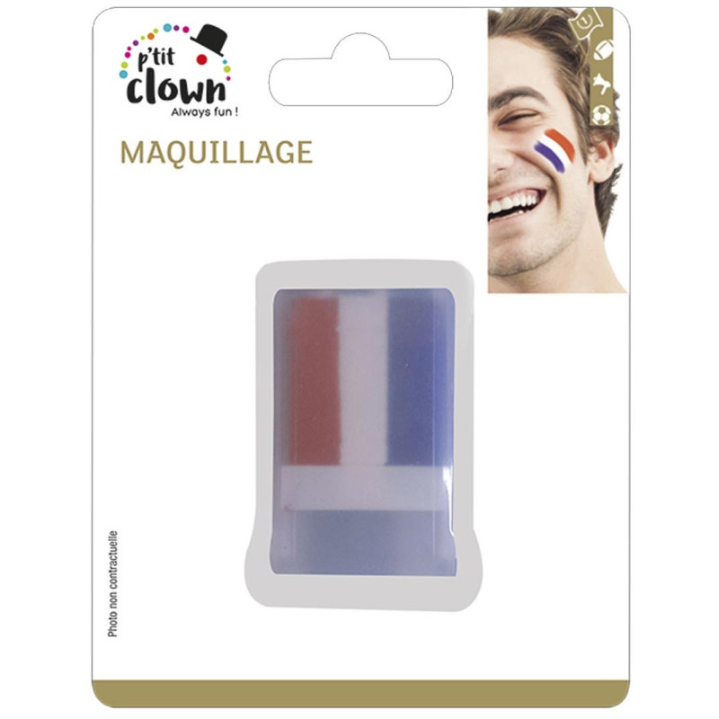 Maquillage tricolore bleu blanc rouge pour supporter la France