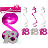Guirlandes spirales anniversaire 18 ans rose argent
