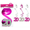 Guirlande anniversaire 20 ans rose en forme de spirales