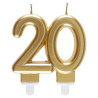 Bougie 20 ans dorée pour anniversaire Bougie 20 ans dorée pour anniversaire