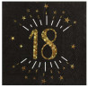 Serviettes noires et dorées en papier pour anniversaire 18 ans Serviettes noires et dorées en papier pour anniversaire 18 ans