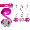 Guirlandes 40 ans roses anniversaire en forme de spirales