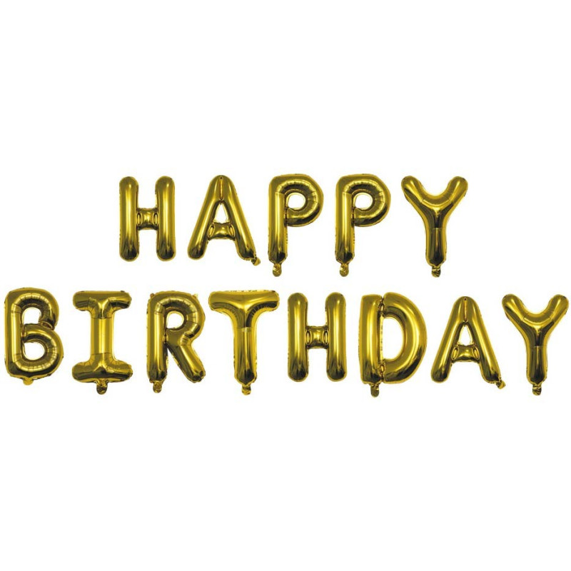 Ballons lettres happy birthday pour décoration d'anniversaire chic