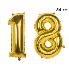 Ballons en forme de chiffres 18 ans âge mylar dorés