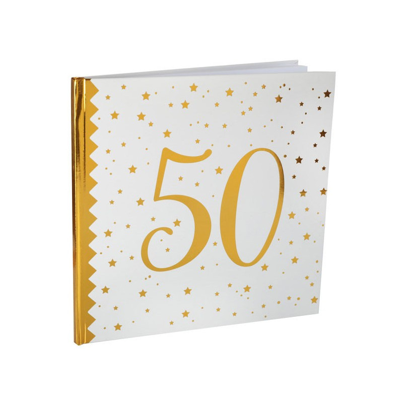 Livre d'or doré pour anniversaire 50 ans