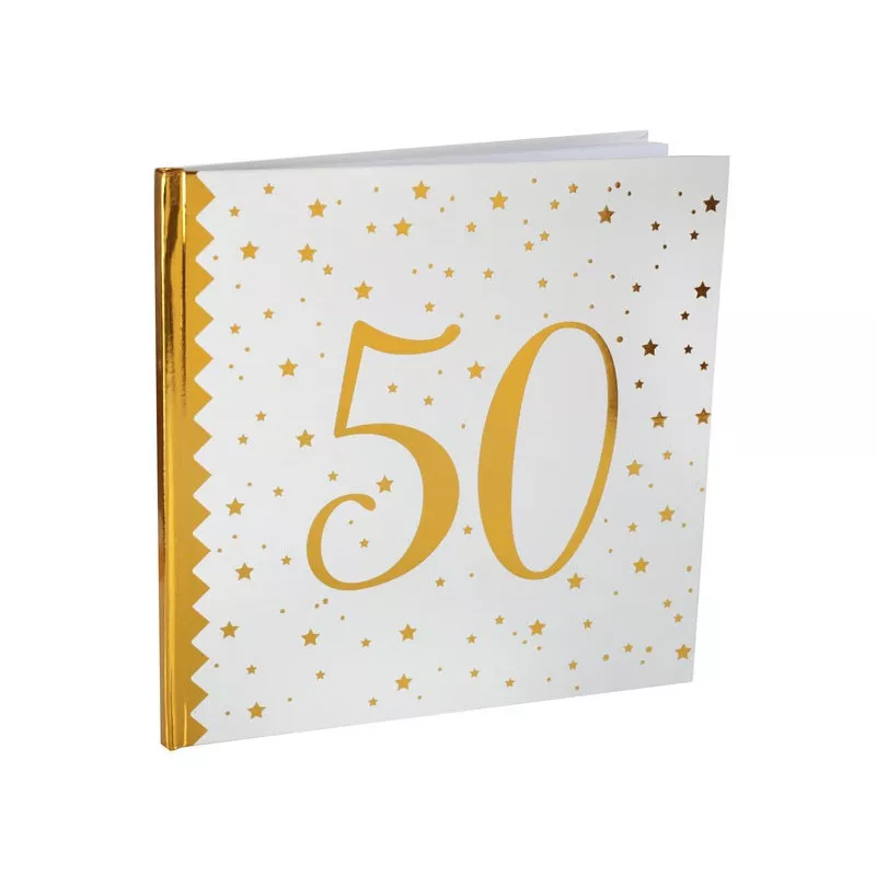 Livre d'or 50 ans Anniversaire doré 22 pages - déco | Tralala-Fêtes.fr