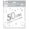 Serviettes en papier pour anniversaire 50 ans blanches et argentées Serviettes en papier pour anniversaire 50 ans blanches et argentées