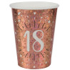 Gobelets en carton 18 ans rose gold pour anniversaire