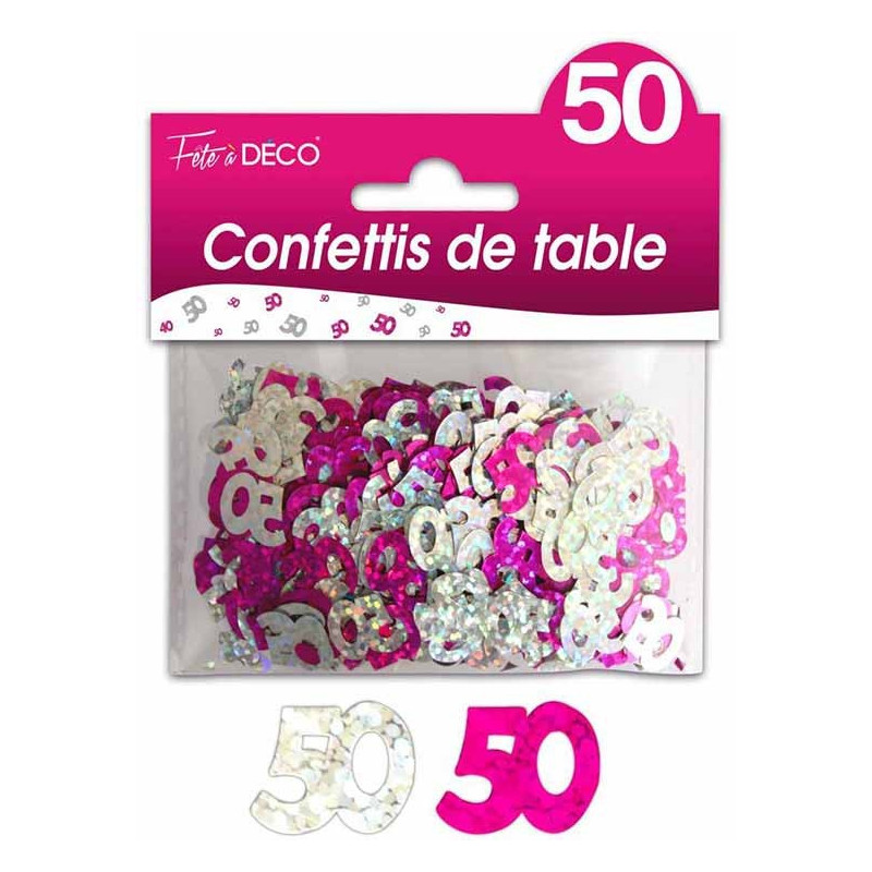 Confettis de table d'anniversaire 50 ans rose et argent pour décoration Confettis de table d'anniversaire 50 ans rose et argent pour décoration