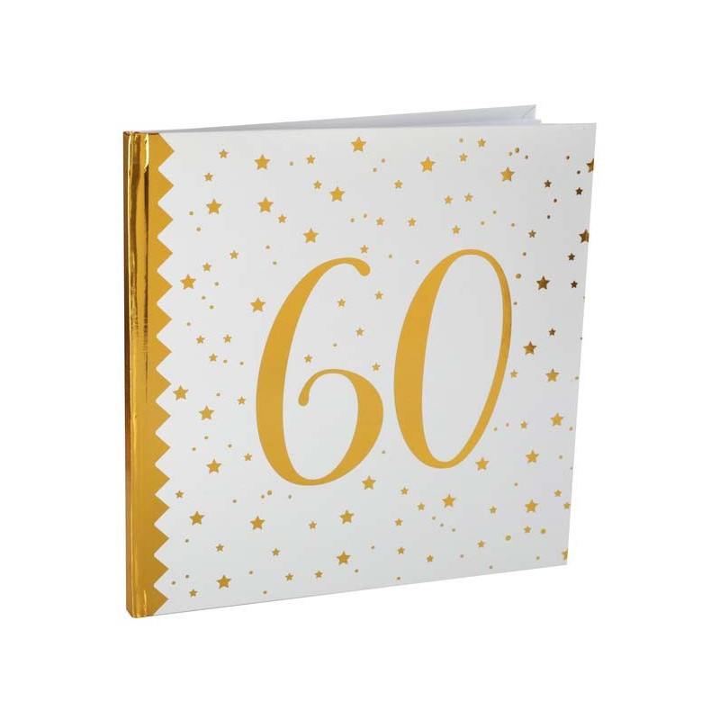 Livre d'or blanc et doré pour anniversaire 60 ans