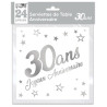 Serviettes en papier blanc/argent pour anniversaire 30 ans Serviettes en papier blanc/argent pour anniversaire 30 ans